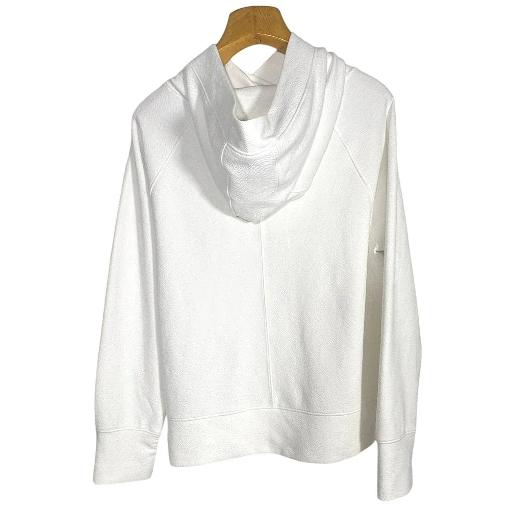 Akini White Textured Pullover Hoodie Long Sleeve‎ Casual Athleisure Women Small